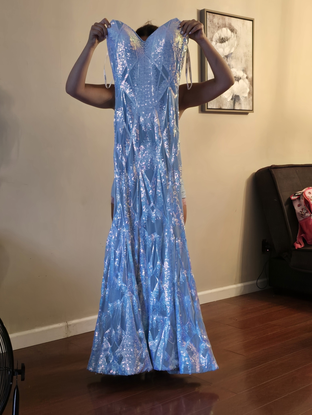 JOVANI Blue Sequin Gown